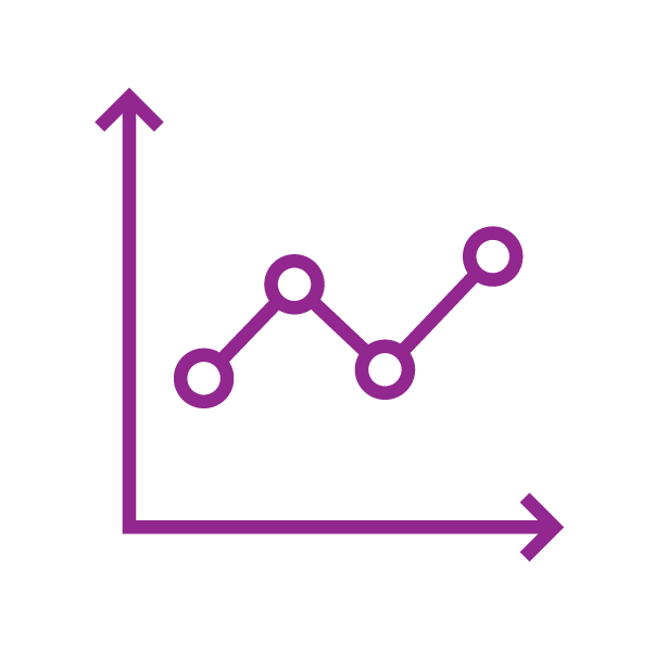 Purple data graph in a gear outline representing improved valuation