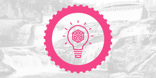 The advanced technology icon is a pink light bulb with a cube inside of it.